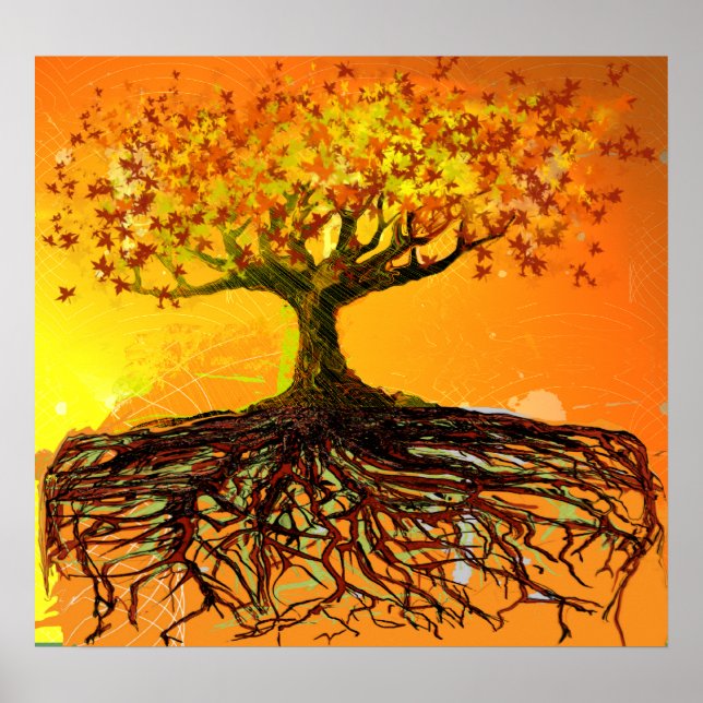 Arte Original - Poster de Árvore de Raízes Engraça (Frente)