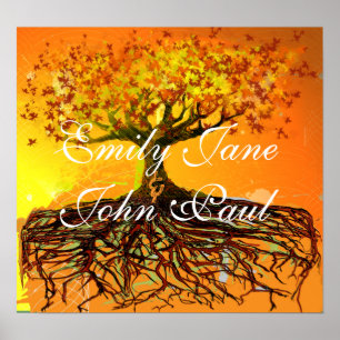 Arte Original - Poster de Árvore de Raízes Engraça