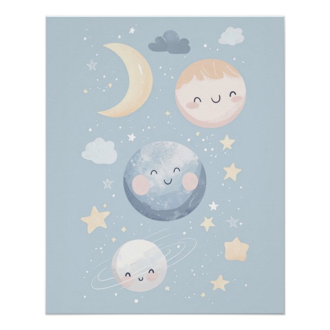 arte para parede de berçário, impressões de quarto (Frente)