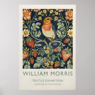 Arte Pássaro e Morangos Impressão Art Nouveau - Wi