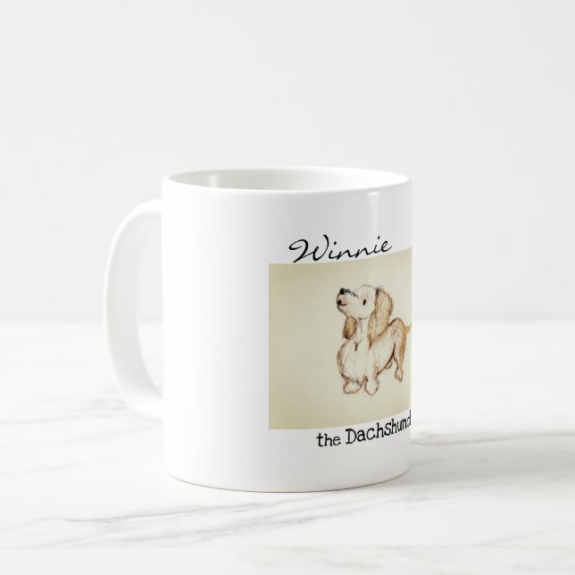"Arte pela urze" Winnie a caneca do dachshund 11oz (Frente Esquerda)