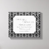 Arte personalizada de canvas casamento tema damasc