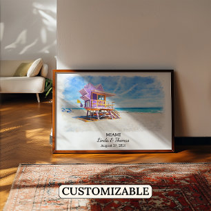 Arte Personalizada para Parede de Miami, Poster da