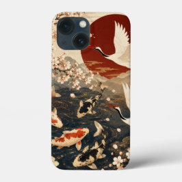 Arte Personalizado Elegante de Koi e Grou Japonês
