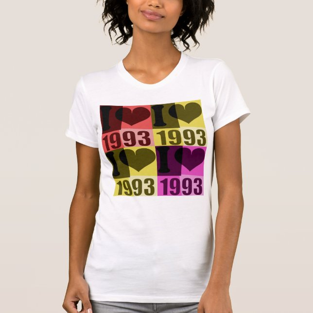 Arte Pop Retro - Eu amo camiseta de 1993 (Frente)