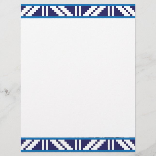 Arte popular étnica letã da Letônia azul e branca (Frente)