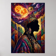 Arte Poster Afro-futurista Rainha Nebulosa Cósmica