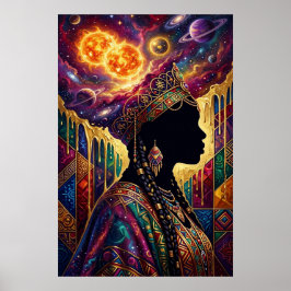 Arte Poster Afro-futurista Rainha Nebulosa Cósmica