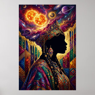 Arte Poster Afro-futurista Rainha Nebulosa Cósmica
