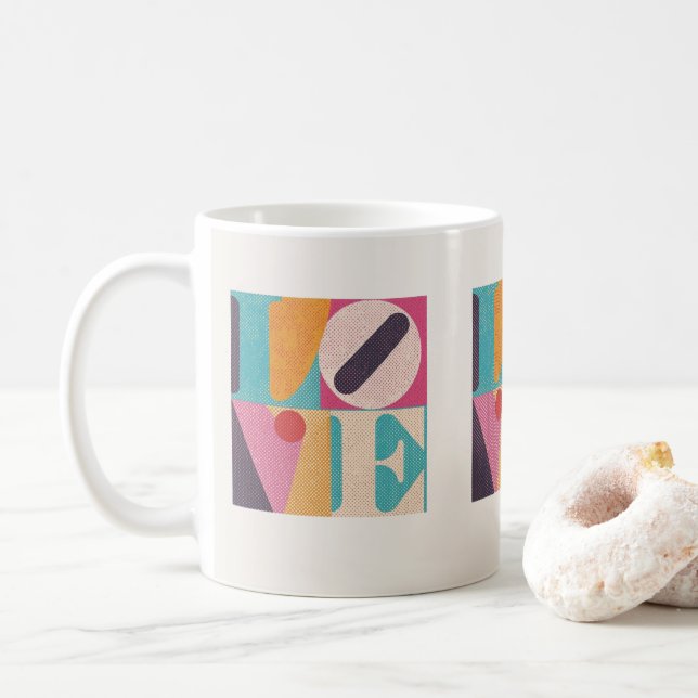 Arte Retro Pop LOVE – Caneca de Café do Dia dos Na (Com Donut)