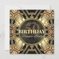 Arte Tribal Deco Dourado Brilho 50º Convite de Ani
