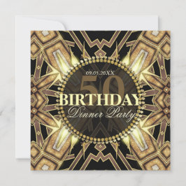 Arte Tribal Deco Dourado Brilho 50º Convite de Ani