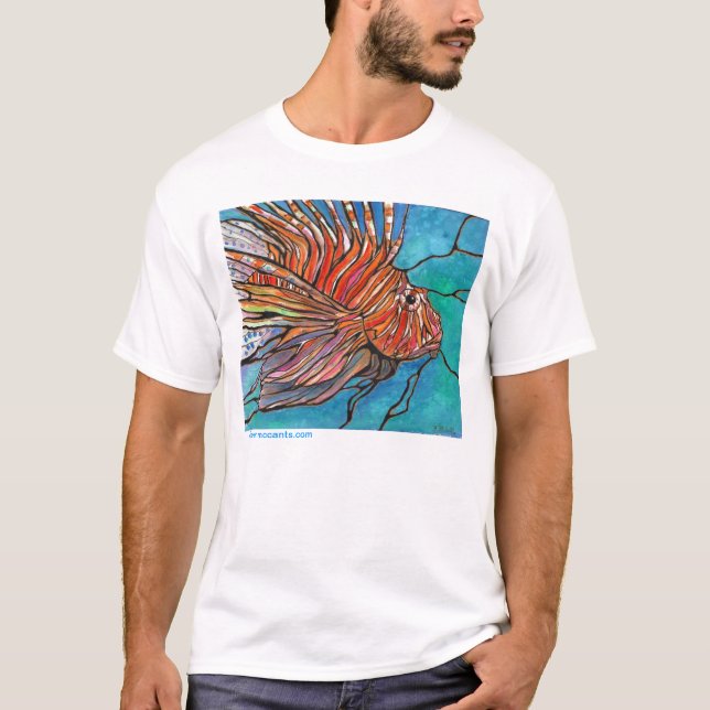 ARTE tropical do t-shirt de Turkeyfish dos peixes (Frente)