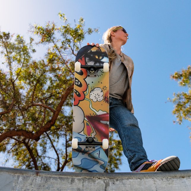 Arte urbana de grafite menina skateboard (Criador carregado)