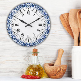 Artes e Artesanatos Azuis e Brancos - Relógio Gran