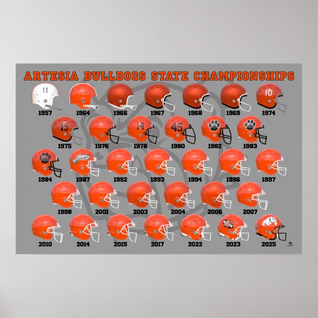Artesia Bulldogs State Champs Helmet Poster (Frente)