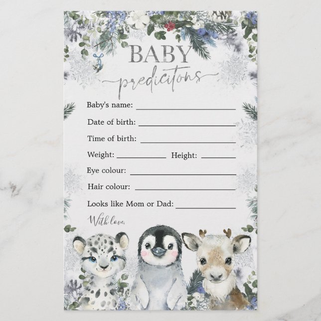 Artic Animal Winter Onederland Baby Predictions (Frente)