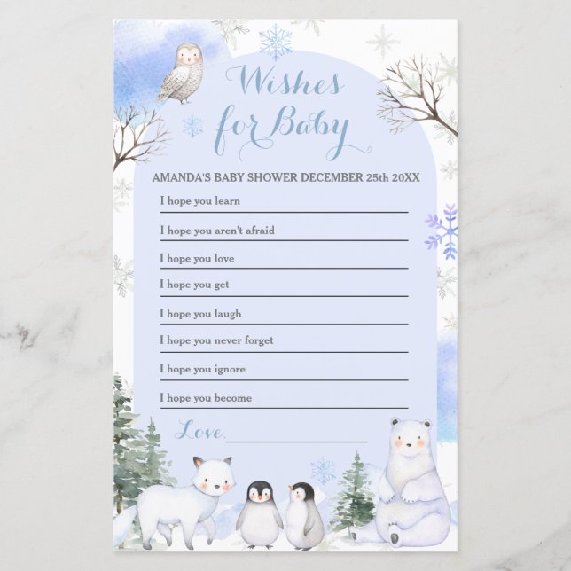 ÁRTICO ANIMAL Flocos de neve Árvores desejo de beb (Frente)