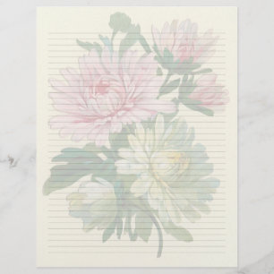 Artigos de papelaria alinhados florais do