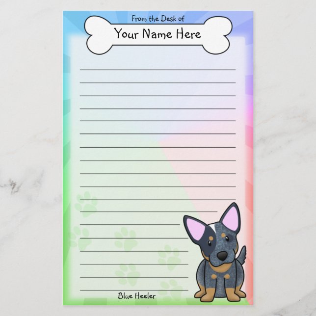 Artigos de papelaria azuis de Kawaii Heeler (Frente)