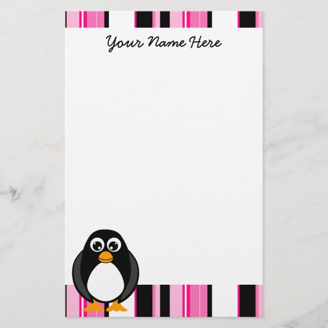 Artigos de papelaria bonitos do pinguim - rosa (Frente)