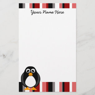 Artigos de papelaria bonitos do pinguim - vermelho