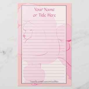 Artigos de papelaria cor-de-rosa da caniche