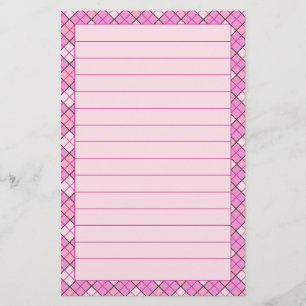 Artigos de papelaria cor-de-rosa da xadrez
