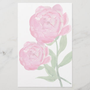 Artigos de papelaria cor-de-rosa das peônias