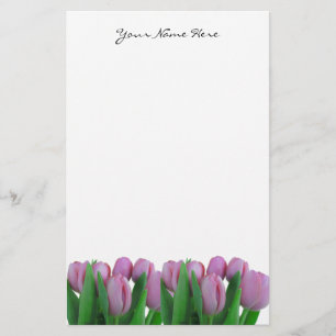 Artigos de papelaria cor-de-rosa das tulipas