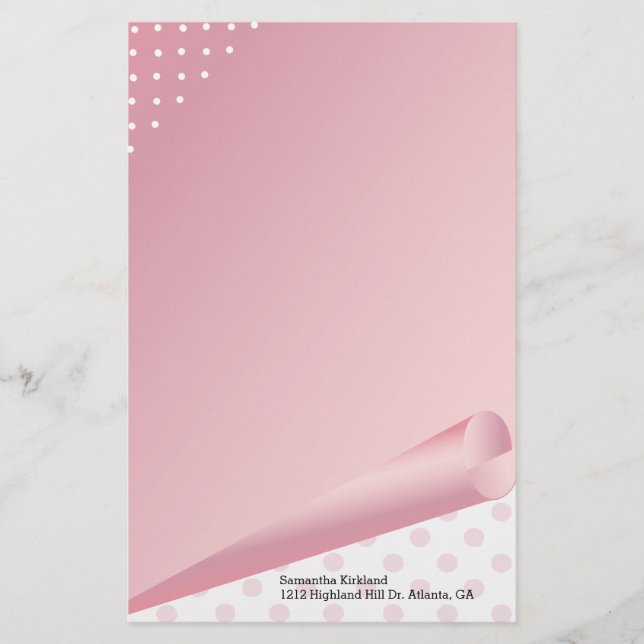 Artigos de papelaria cor-de-rosa e brancos do (Frente)