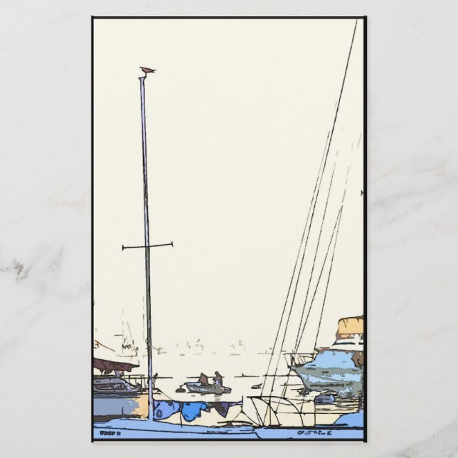 Artigos de papelaria da cena dos barcos do porto (Frente)