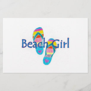 Artigos de papelaria da menina da praia