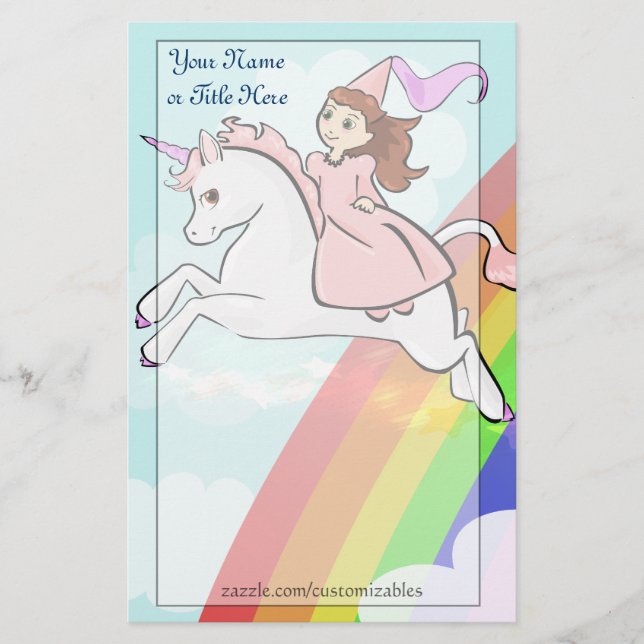Artigos de papelaria da princesa e do unicórnio (Frente)