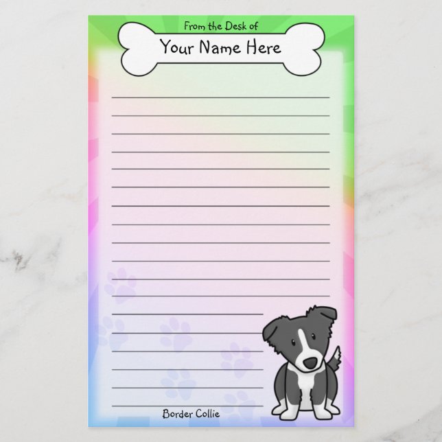 Artigos de papelaria de Kawaii border collie (Frente)