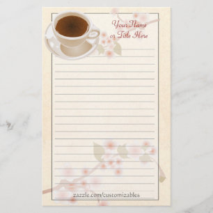 Artigos de papelaria do café da flor de cerejeira