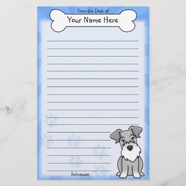 Artigos de papelaria do Schnauzer de Kawaii (Frente)