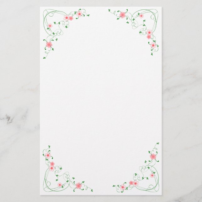 Artigos de papelaria florais cor-de-rosa bonitos (Frente)