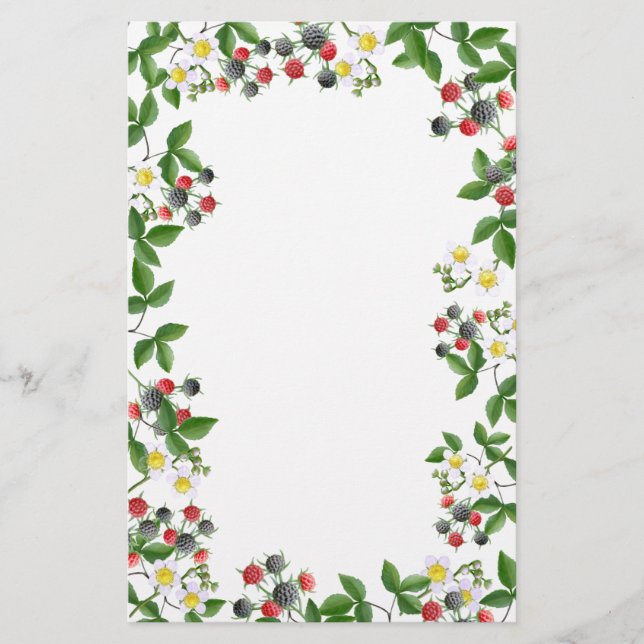 Artigos de papelaria florais da framboesa preta (Frente)