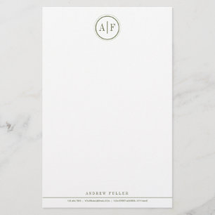 Artigos de papelaria Monogrammed da verde azeitona