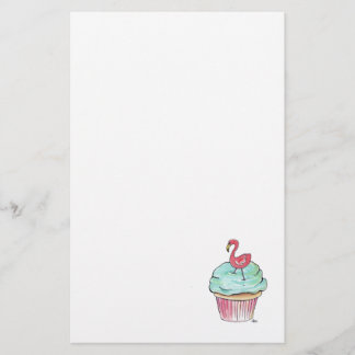 Artigos de papelaria retros do cupcake do flamingo