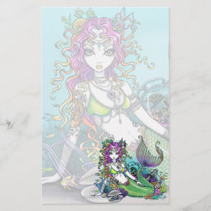 Artigos de papelaria tropicais da arte da sereia