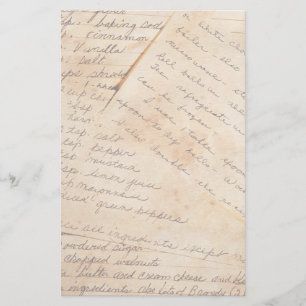 Artigos de papelaria velhos das receitas da