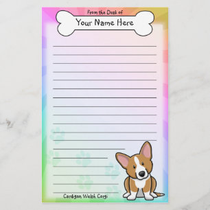 Artigos de papelaria vermelhos do Corgi de Galês