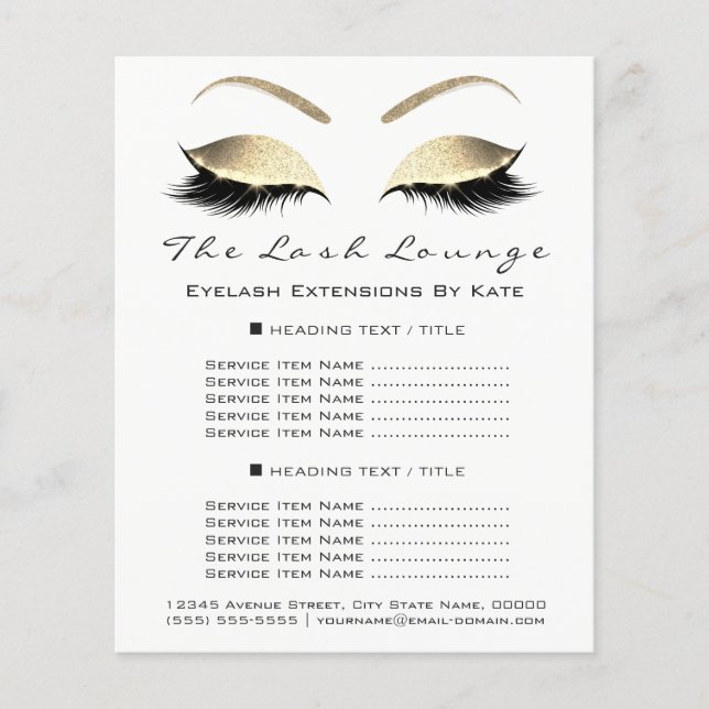 Artista Bela Makeup Salon Dourado Glitter Flyer Gl (Frente)