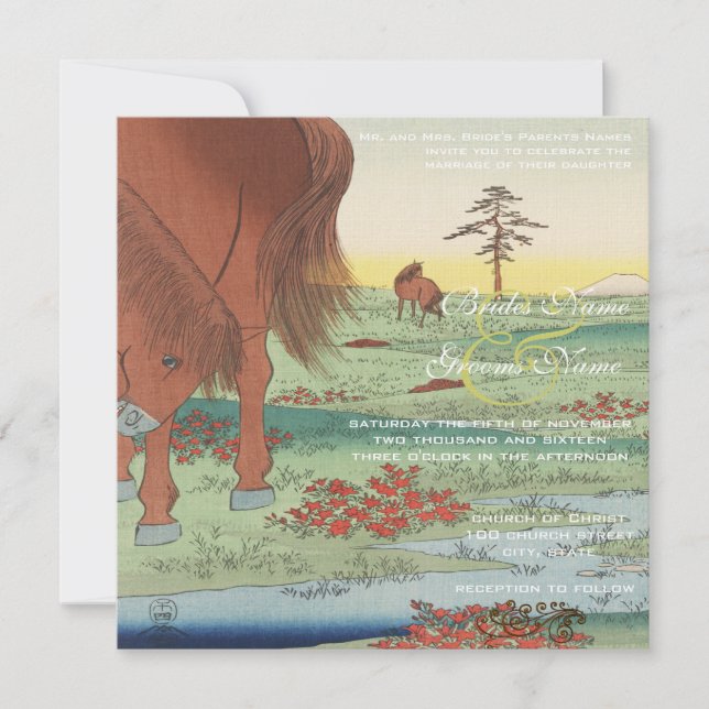 Artista de Convite para Casamento Hiroshige Utagaw (Frente)