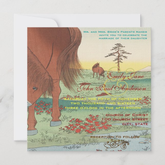 Artista de Convite para Casamento Hiroshige Utagaw (Frente)