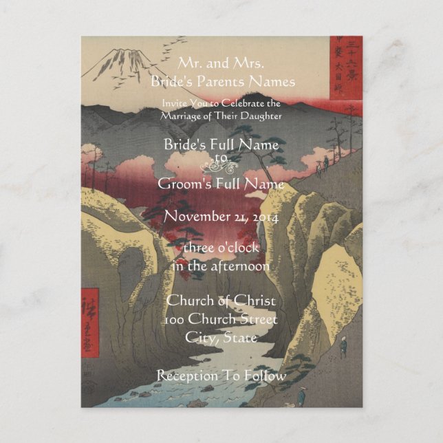 Artista de Convite para Casamento Hiroshige Utagaw (Frente)