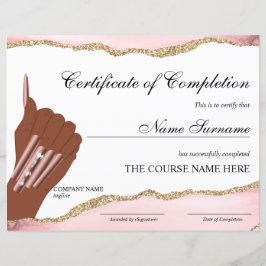 Artista de unhas do curso de Prêmio do certificado