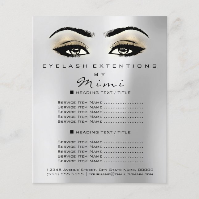 Artista Makeup Beaust Salon Lashes Flyer Silver Lu (Frente)
